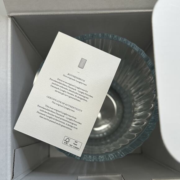 Lyngby Danmark Glass Vase Transparent Clear 20 cm Mouth Blown Porcelain - Picture 2 of 6